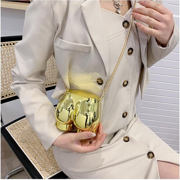Mini Evening Bag for Women Novelty Hip Shaped Purse Handbag Acrylic Cluth Crossb - Picture 5 of 5